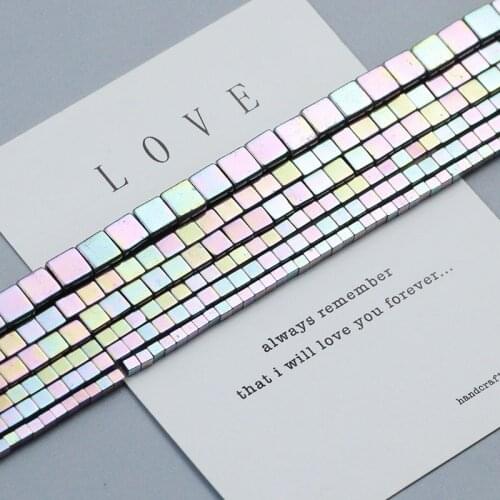 Light Purple Square Hematite Beads 2 3 4 6mm Cube Natural Stone Spacer Loose bead for DIY Bracelet Jewelry Making Findings 15