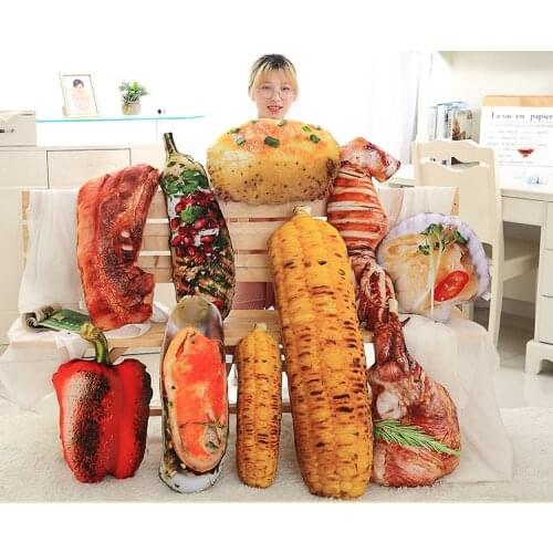 Simulation BBQ Pillow Food Real Life Toy Chick Potato Bacon Pillow Cushion Birthday Gift