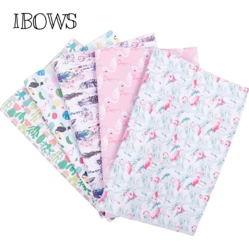 22CM*30CM Synthetic Leather Fabric Flamingo Cactus Printed Pu Faux Fabric For DIY Bag Shoes Material Handmade Crafts Decoration