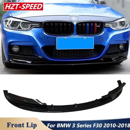2 PCS Style ABS Material Black Carbon Color Front Bumper Splitter Lip For BMW 3 Series F30 Sport Car Tuning 2010-2018