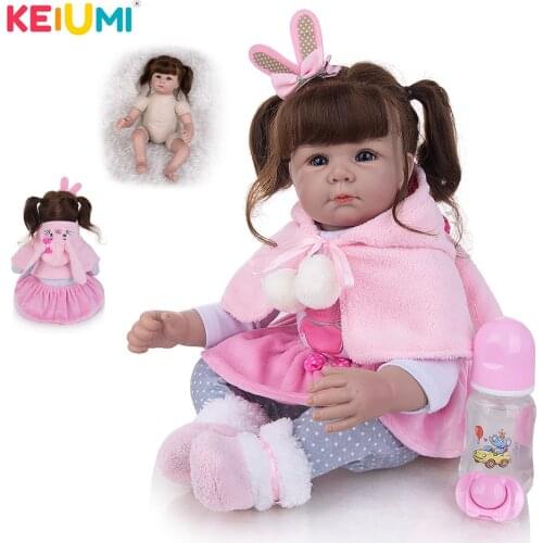 KEIUMI 20Inch Bright Eyes White Skin Alive Reborn Baby Doll Soft Touch Accessories Free Baby Girl For Childrens Gift