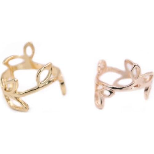 Classic Chic Tree Ring Hollow Leaf Design Romantic Cartoon Style Gold White Rose Three Color Optional Suitable for Women