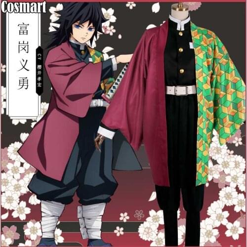 Anime!Demon Slayer Kimetsu no Yaiba Giyuu Tomioka Cosplay Costume Kimono Uniform Halloween Suit For Men Outfit New