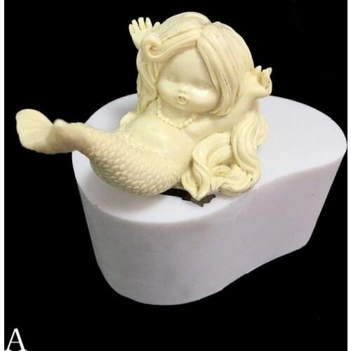 Minsunbak New Cute Dream Mermaid Fondant Silicone Mold Wedding birthday fondant cake decorating tools