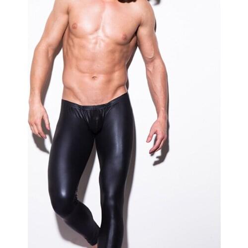Fashion 2017 Mens Black Faux Leather Stage Performance Skinny Pencil Pants Leggings Men Sexy Bodywear Bottoms Trousers Clubwear