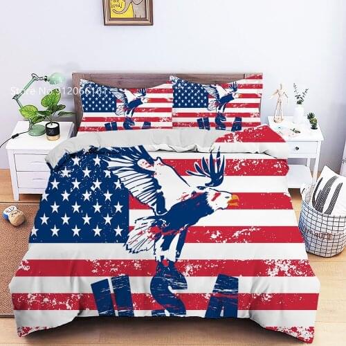 Fashion Us Flag Bedding Set 2/3 Piece United States Duvet Cover 3D Print Colorful Sign Bed Cover Set For Bedroom Bed Quilt Cover