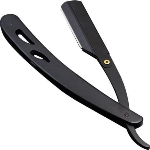 Men Shaving Barber Tools Hair Razor and Blades Antique Black Folding Shaving Knife Stainless Steel Straight razor Holder