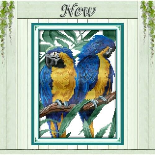 Blue-headed Parrot,Counted printed on canvas DMC 14CT 11CT Cross Stitch Needlework kit Embroidery Set,colorful animal Home Decor