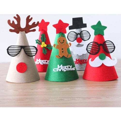 New Year Handmade Caps DIY Christmas Santa Claus Hat Caps Decorations Kids Christmas Gifts for Children Hats Party Supplies