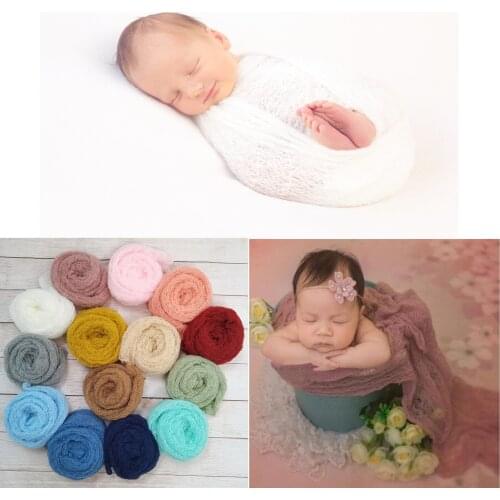 New 150x40CM Stretch Soft Knit Mohair Baby Wraps Newborn Photography Props Infant Photo Shoot Accessories Studio Background