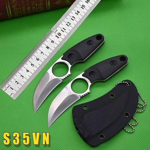 Hunting Tactical Claw Knife Small Carbon Fiber Handle S35VN Blade Outdoor Camping Knife Self-Defense Neck Knives Survival EDC