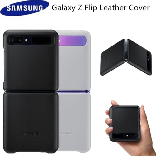 Original Samsung Z Flip Genuine leather Cover Case For Samsung Galaxy Z Flip 5G Phone Cases EF-VF700