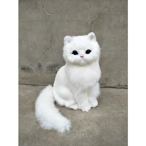 Big simulation cat polyethylene & fur lovely white cat model gift about 31x21x29cm154