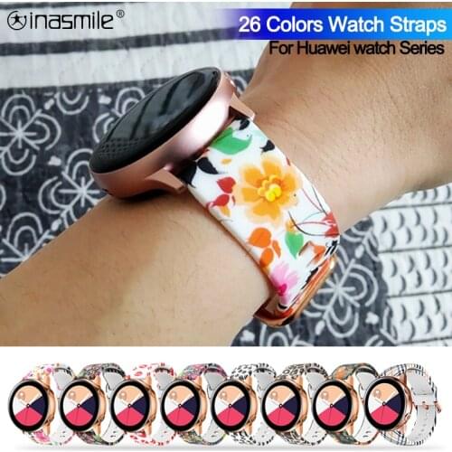 20mm 22mm Silicone Bracelet Strap For Huawei honor watch Magic 2 Printing Watch band For Huawei watch 2 Pro GT 2e GT2 42mm 46mm