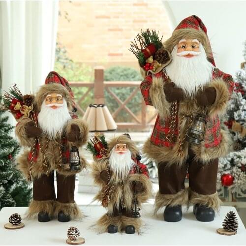 1Pcs 30/45/60Cm Santa Claus Christmas Decorations New Year Gift Santa Doll High Grade Navidad Home Ornaments Children Gifts