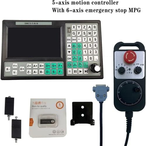 Special offer hot 5 axis offline CNC controller set 500KHz motion control system 7 inch screen 6 axis emergency stop hand wheel