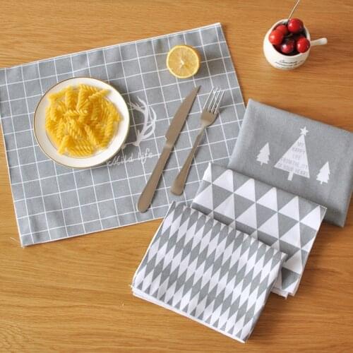 Nordic Style Antlers Christmas Tree Fabric Insulation Pad Cotton And Linen Placemats Small And Fresh