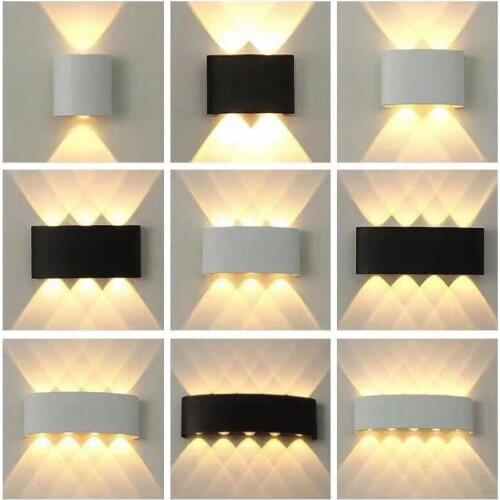 White 6000k warm white 3000k up down 6w 8w led wall light and pretty wall lamp for outdoor garden lawn building lighting