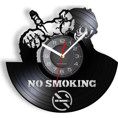 No Smoking Sign LED backlight Modern Wall Clock Gorilla With Cigar Icon Vinyl Album Re-purposed Record Clock Emblem Wall Light