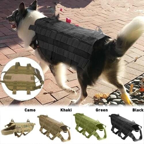 Tactical Dog Vest Breathable Military Dog Clothes Harness Size Adjustable Training Hunting Molle Walking Hiking Dog Molle Vest