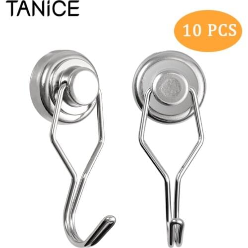 TANiCE 10Pcs Swivel Magnetic Hooks Neodymium Magnet Hooks Strong Heavy Duty Hanger Magnetic Hook Set For Kitchen Office Space