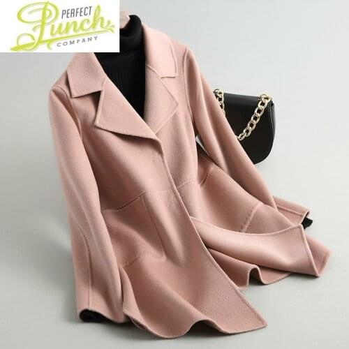 Spring Wool Women 2021 Pink Korean Coat Female Jacket Double-sided Coats and Jackets Outwear Abrigo Mujer KQN48040-1 KJ2424