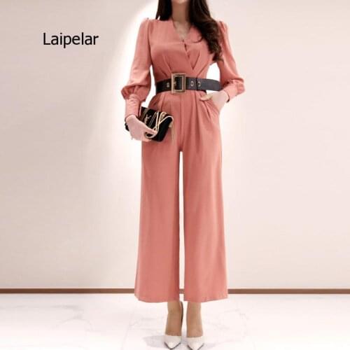 Womens Clothing 2021 Autumn New Product Ol Professional Design High Waist Loose Wide Leg Pants Long Sleeve Jumpsuit Women