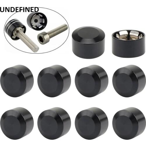 10pcs Motorcycle Head Bolts Cover Aluminum Black Twin Cam Motor Toppers Screw Bolt Caps For Honda Harley Sportster Softail Dyna