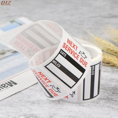 100pcs/roll Car Sticker "NEXT SERVICE DUE" Oil Change Maintenance Service Reminder Stickers Window Sticker Adhesive Labels