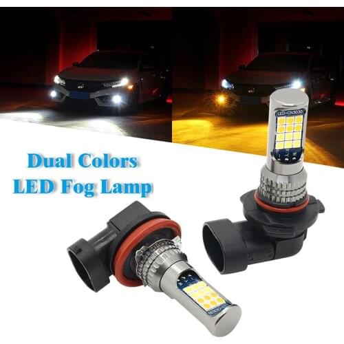 2X H11 LED Fog Light Bulbs H8 H9 H16JP 9006 HB4 9005 HB3 H3 880 881 SMD 6000k White/3000k Golden Yellow 12V 24V DRL Auto Lamp