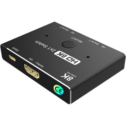 2X1 HDMI-Compatible 2.1 Switcher 2 In 1 Out Switch Selector Box 8k 60Hz 3D for PS5 PS4 X Box TV Monitor Projectors