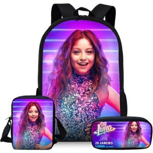 Customized Image 3Pcs/Set Soy Luna Printing School Bags Kids Boy School Backpacks Shoulder Bagpack Children Bookbag Satchel