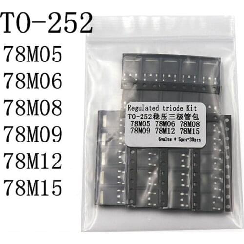 30pcs = 6 Kinds *5pcs TO-252 Transistor Kit 78M05 78M06 78M08 78M09 78M12 78M15 each 5pcs