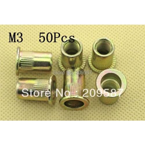50pcs Metric Steel Flat Head M3 Blind Insert Rivet Nut Rivnut Free Shipping