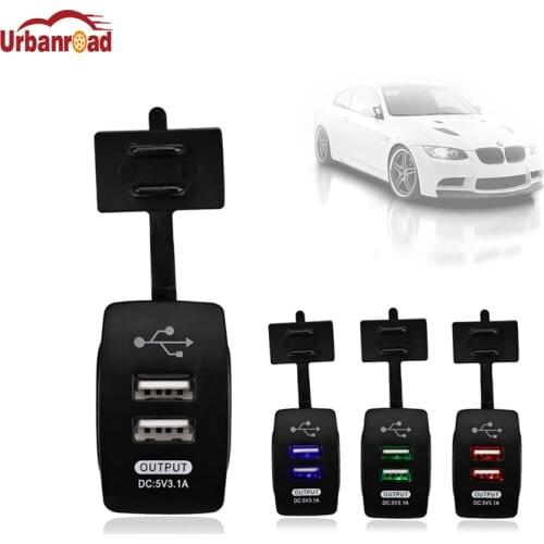 Car Dual USB Socket Car Charger Power Adapter 3.1A 5V Output LED Light 12-24V for Motorbike Boat Caravans For All Phone