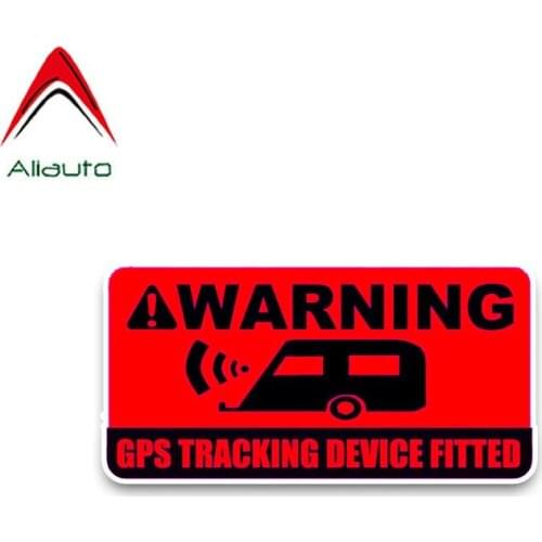 Aliauto Caution Car Sticker Red Noticeable Warning GPS Trackings Device Fitted Sunscreen Waterproof Decals PVC,12cm*6cm