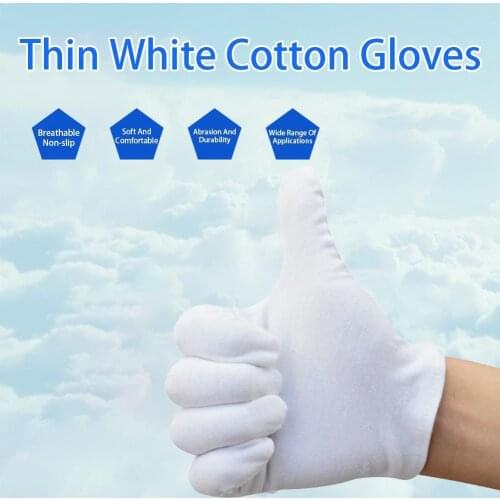 Wholesale White Cotton Gloves Moisturising Eczema Butler wear Magician labor Beauty gloves Waiters gloves training Z4W7