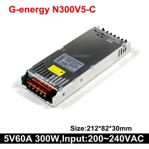 Free Shipping G-energy N300V5.0-C N300V5-C Slim 5V 60A 300W Switching LED Display Power Supply