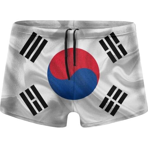 South Korea Flag Fast Dry Nylon Mens Swim Trunks Manview Swim Shorts with Europe Size Sexy Smmer Beach Shorts With Summer