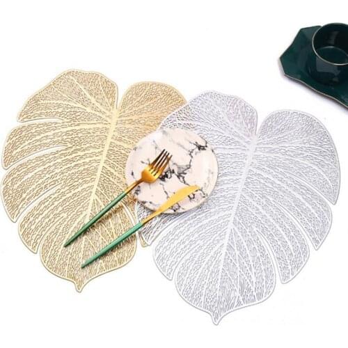 European Style PVC Hollow Leaf Placemat Resturant Heat Insulation Non-slip Coffee Mat for Kitchen Tableware Dining Table Decor