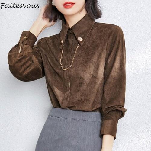 Коричневые блузки Faitesvous China At AliExpress