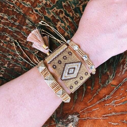 BLUESTAR Women Bracelet MIYUKI Bead Jewelry Bracelets Fashion Crystal Micro Pave Zircon Handmade Woven Tassel