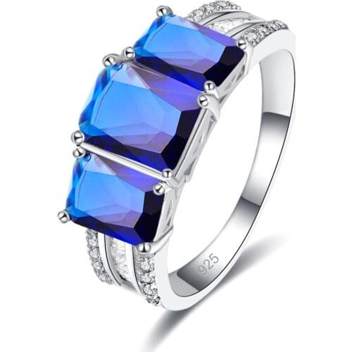 Jrose 3 Capsules Rectangle Stone CZ Silver 925 Ring Trendy Jewelry Wedding Engagement Ring Fashion Jewelry Size 6 7 8 9