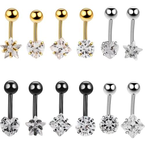 1PC Crystal Surgical Stainless Steel Belly Piercing Bell Button Rings Piercing Ombligo Navelpiercing Navel Rings Boday Jewelry