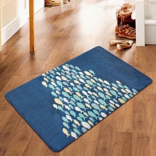 Nordic Cartoon Carpet Fish Printed Carpet Soft Water Absorption Kitchen Rugs for Living Room Non slip Entrance Door Mats