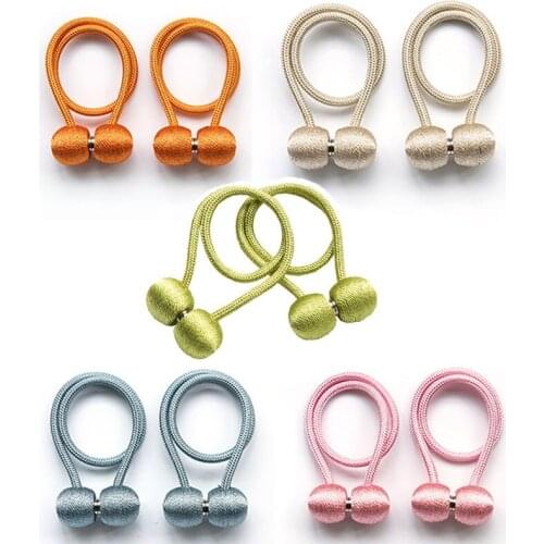 5 Pairs Magnetic Curtain Tiebacks Home Strong Magnetic Curtain Buckle Clips Rope Straps Window Curtain Bracket Decor Pink Green