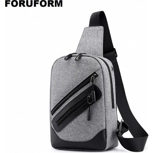 Mens Shoulder Bag Sling Chest Pack Oxford Sports Crossbody Handbag Male Chest Bags Belt Waist Packs with Earphone ZH-150