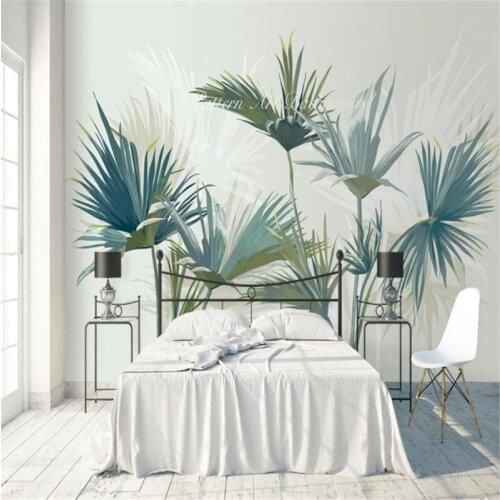 Custom Mural Wallpaper Hand-Painted Tropical Rainforest Palm Tree Sofa TV Background Wall Painting
