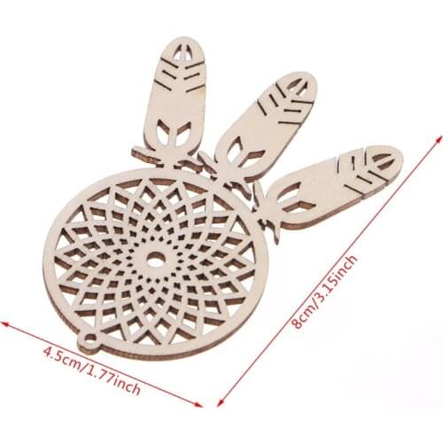 New 10Pcs Wood Laser Cut Dream Catcher Feather Shape Ornament Hanging Wedding Decoration