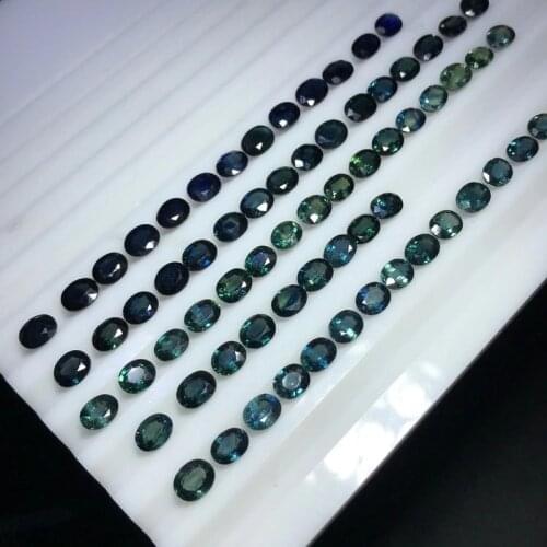 Natural Sapphire Blue Color Flat Back Cabochon Round Shape Loose Gem Stone